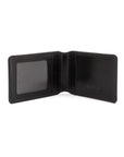 Leather travel card wallet, black, open