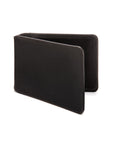 Leather travel card wallet, black, front