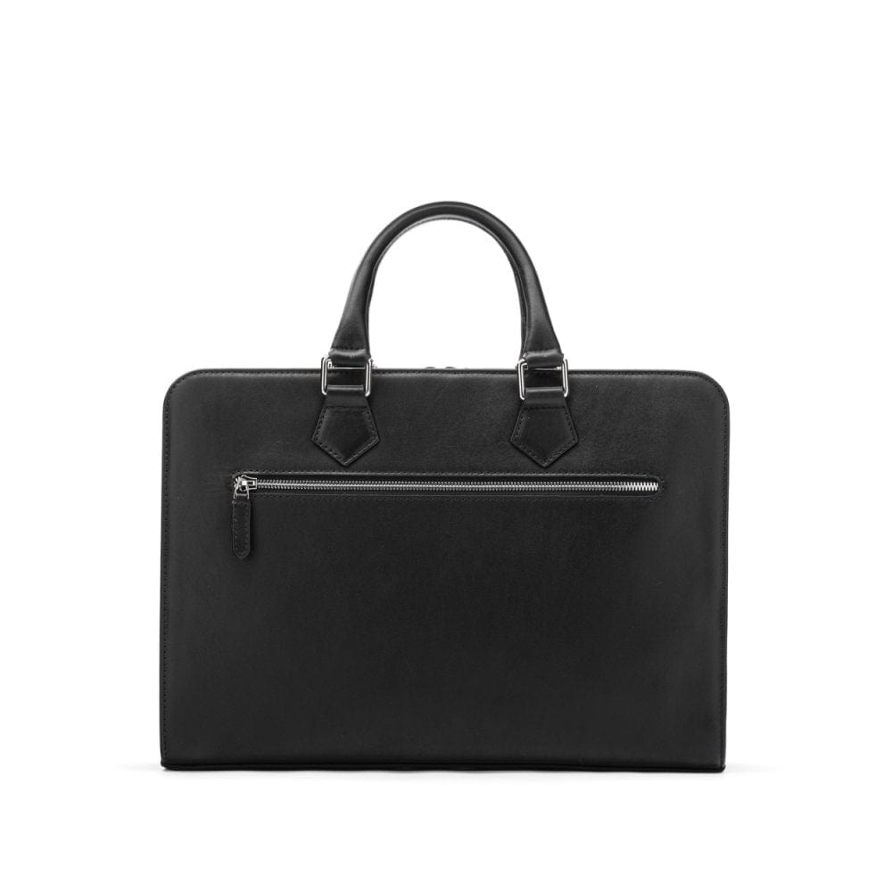 Leather 13&quot; laptop bag, black, back