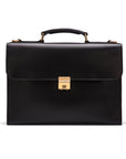 Black Leather Wall Street Briefcase With Combination Lock