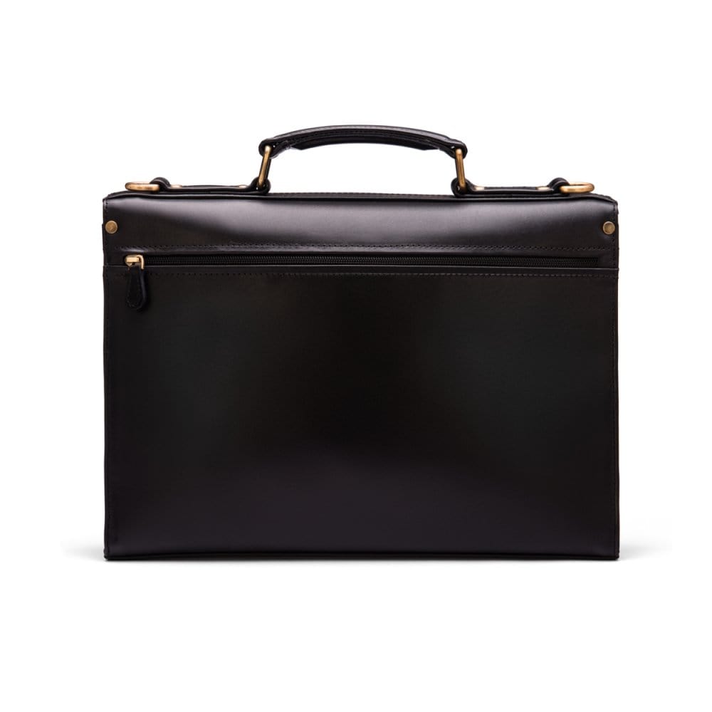 Black Leather Wall Street Briefcase With Combination Lock