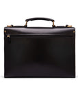 Black Leather Wall Street Briefcase With Combination Lock