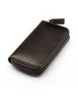 Leather zip around key case, black, front