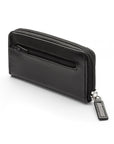 Leather zip around key case, black, back