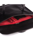 Leather music bag, black, inside view