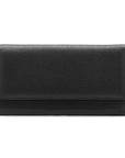 Luxury leather travel wallet, black, front