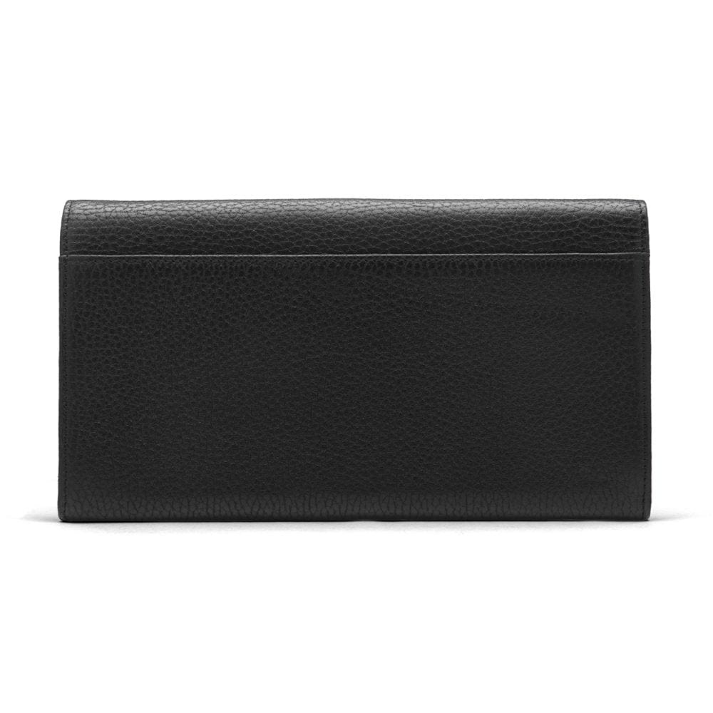 Luxury leather travel wallet, black, back