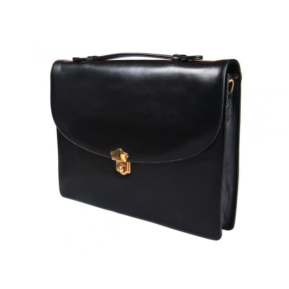 Black Leather Briefcase Small Briefcase SageBrown