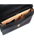 Slim leather briefcase, black, inside