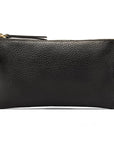 Medium leather makeup bag, black, front