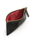 Medium leather makeup bag, black, inside