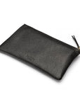 Medium leather makeup bag, black, back