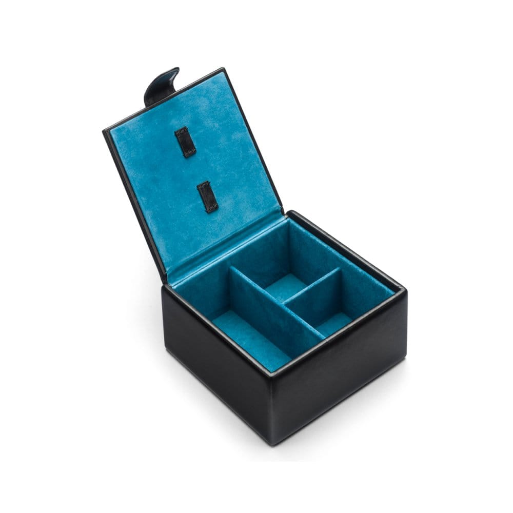Men's leather accessory box, black, inside