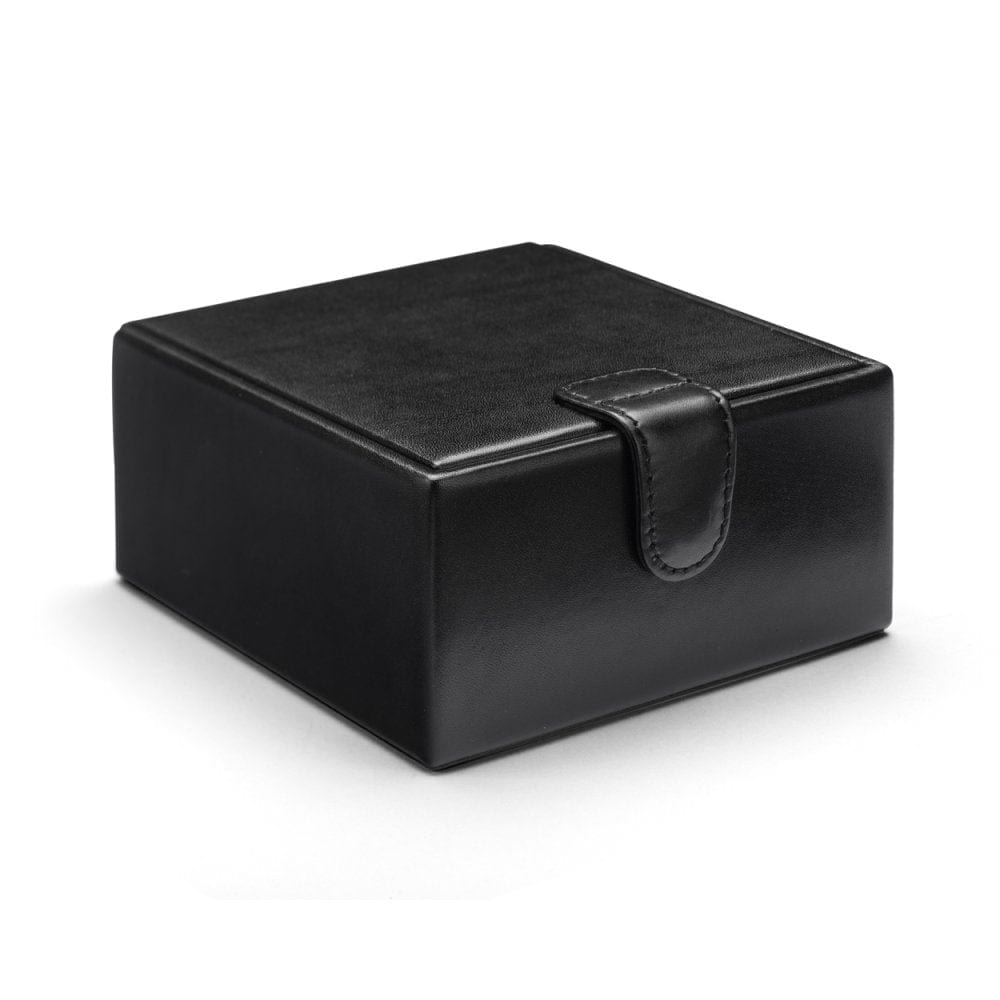 Men's leather accessory box, black, front