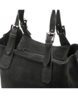 Megan Nubuck Hobo Handbag - Black