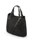 Megan Nubuck Hobo Handbag - Black