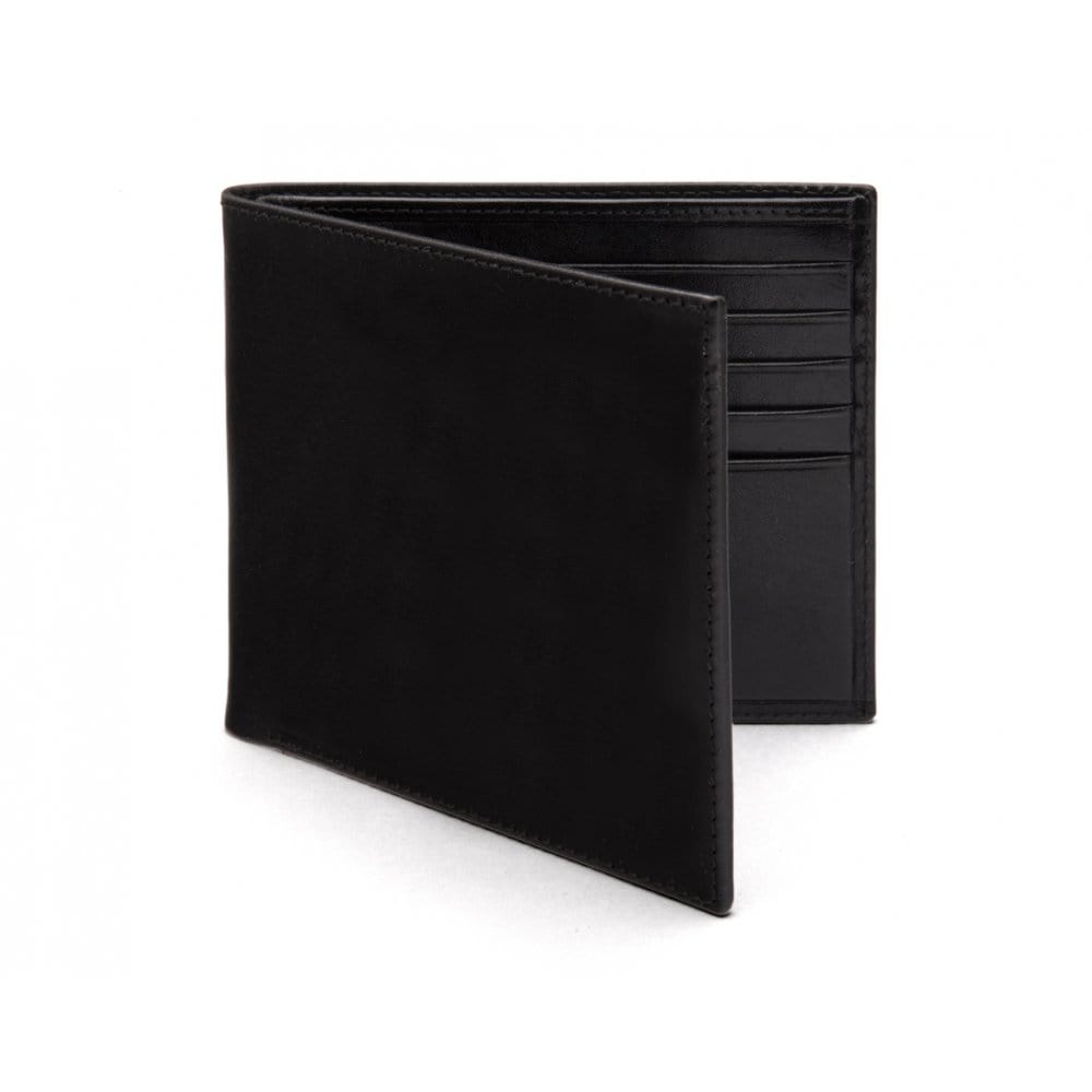 Men's leather billfold wallet, black, front