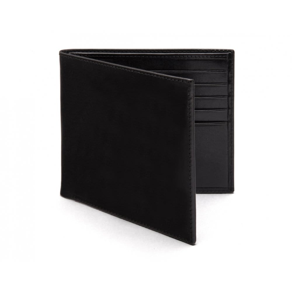 Men&#39;s leather billfold wallet, black, front