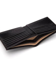 Men's leather billfold wallet, black, inside