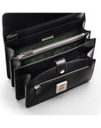 Black Men's Leather A5 Expandable Clutch Bag