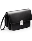 Black Men's Leather A5 Expandable Clutch Bag