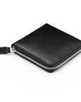 Men's leather zip wallet with coin purse, black, front