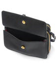 Compact crossbody bag, black saffiano, front pocket