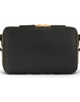 Compact crossbody bag, black saffiano, back