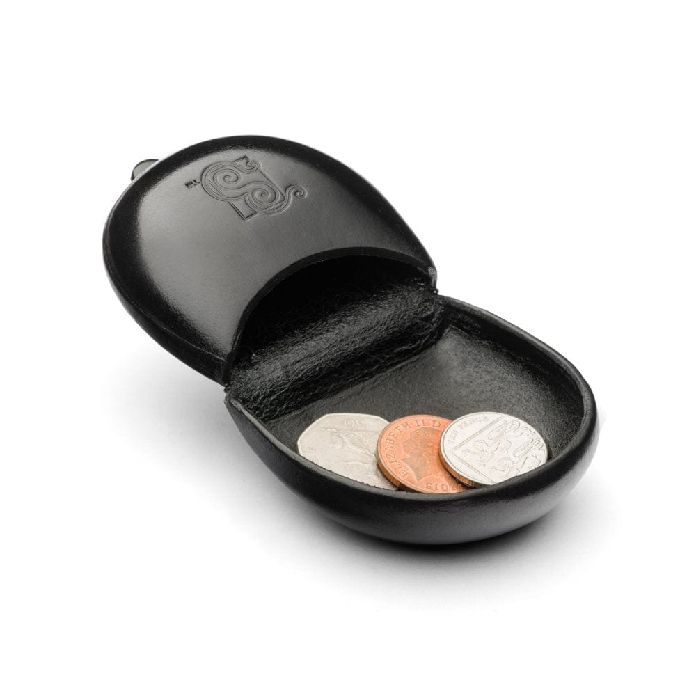 Moulded Compact Coin Purse - Black