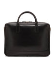 Leather laptop bag, black, 17 inch, front