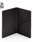 RFID bifold credit card holder, black saffiano, inside view