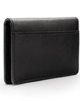 RFID bifold credit card holder, black saffiano, back view