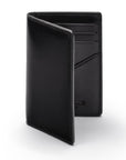 Leather card holder with RFID protection, black, front