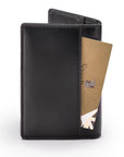 Leather card holder with RFID protection, black, back