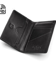 Leather card holder with RFID protection, black, inside