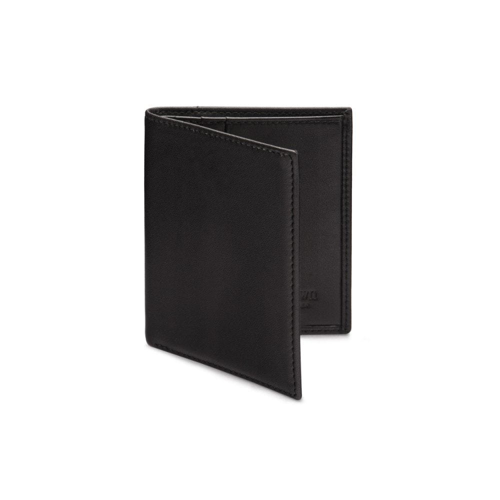 Small leather wallet, black, front view