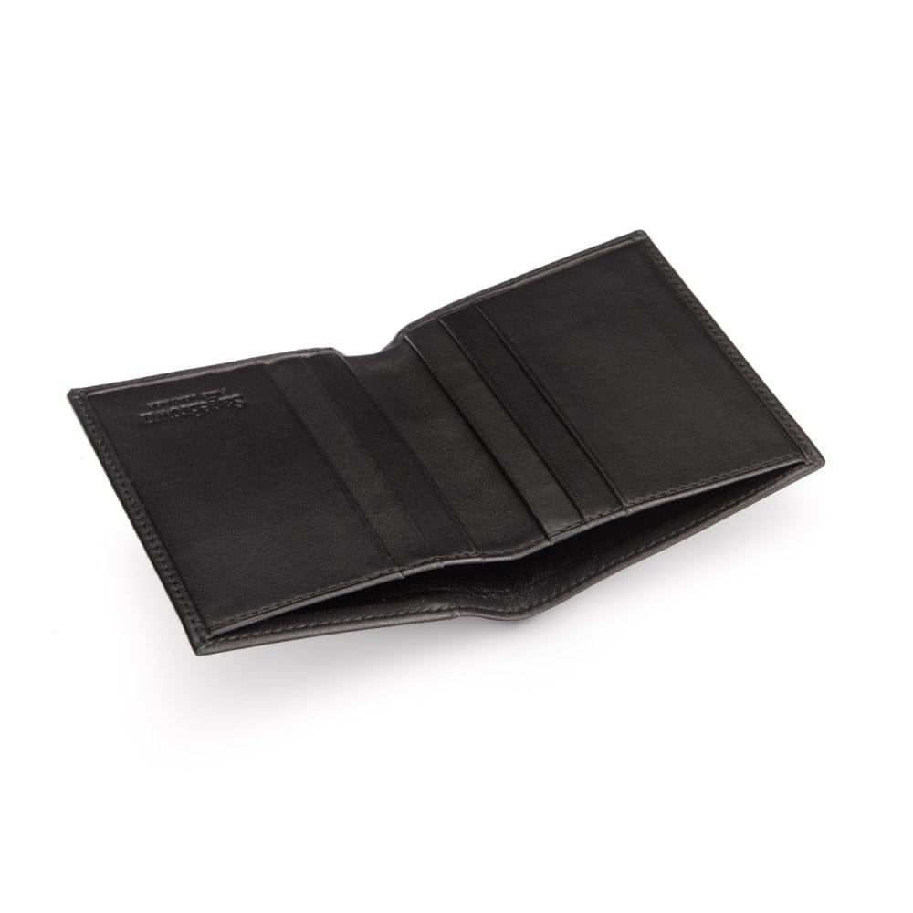 Small leather wallet, black, open view