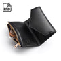 RFID blocking leather envelope purse, black, open view