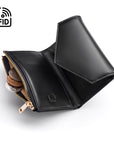 RFID blocking leather envelope purse, black, open view