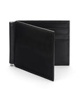 Black Compact Leather Wallet With Money Clip