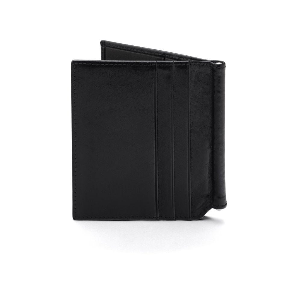 Black Compact Leather Money Clip Wallet