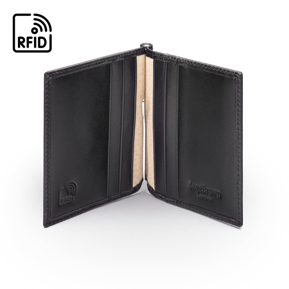 Clip wallet for men, black, inside view