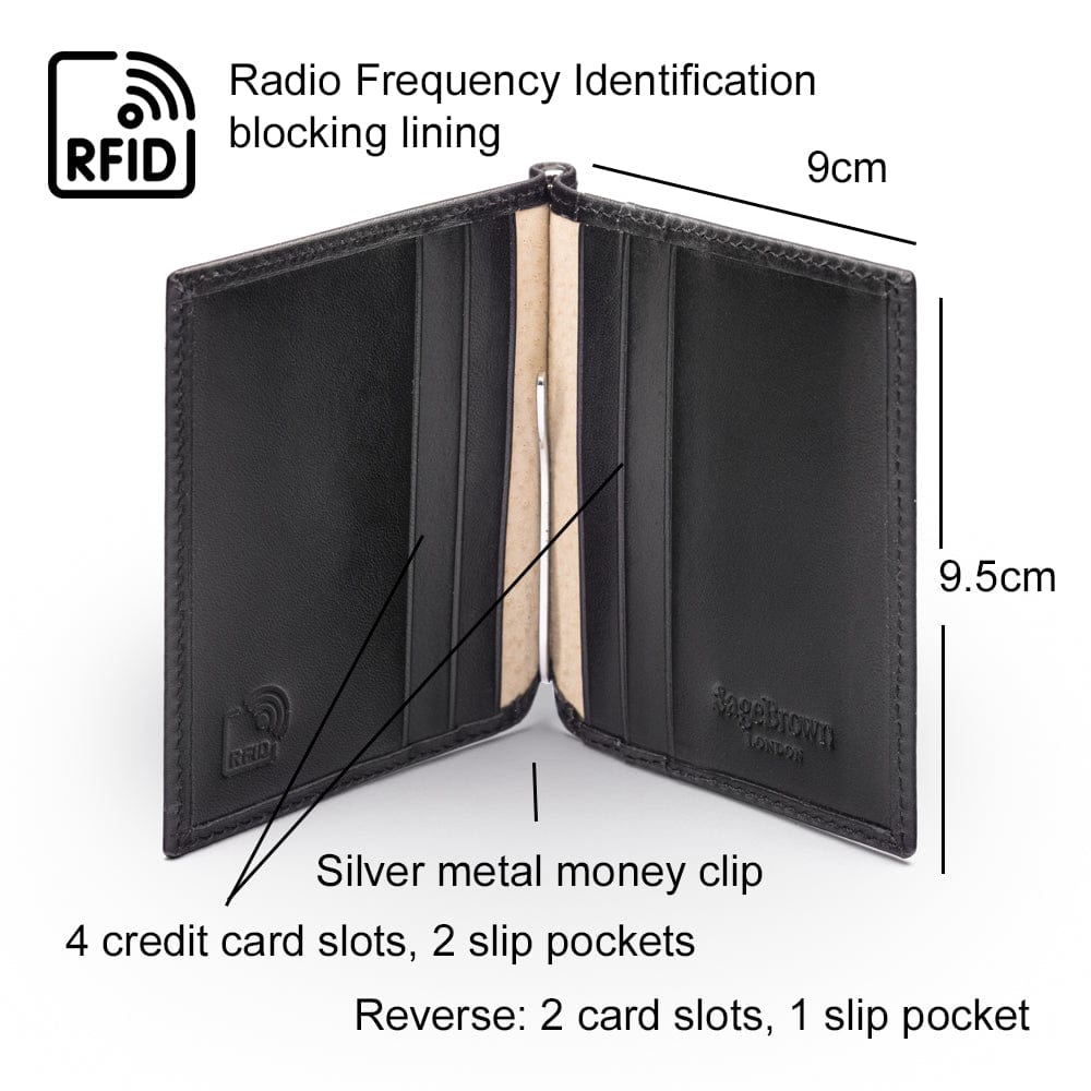 Clip wallet for men, black, features