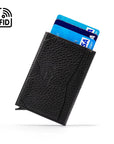 RFID pop-up credit card case, black, back view