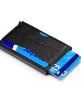 RFID pop-up credit card case, black, side view