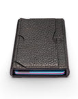 RFID pop-up credit card case, black, top view