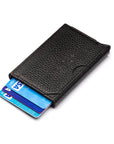 RFID pop-up credit card case, black, rear view