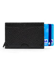 RFID pop-up credit card case, black, front view