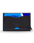 RFID pop-up credit card case, black, reverse view