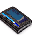 RFID wallet with pop-up credit card case, black, base view